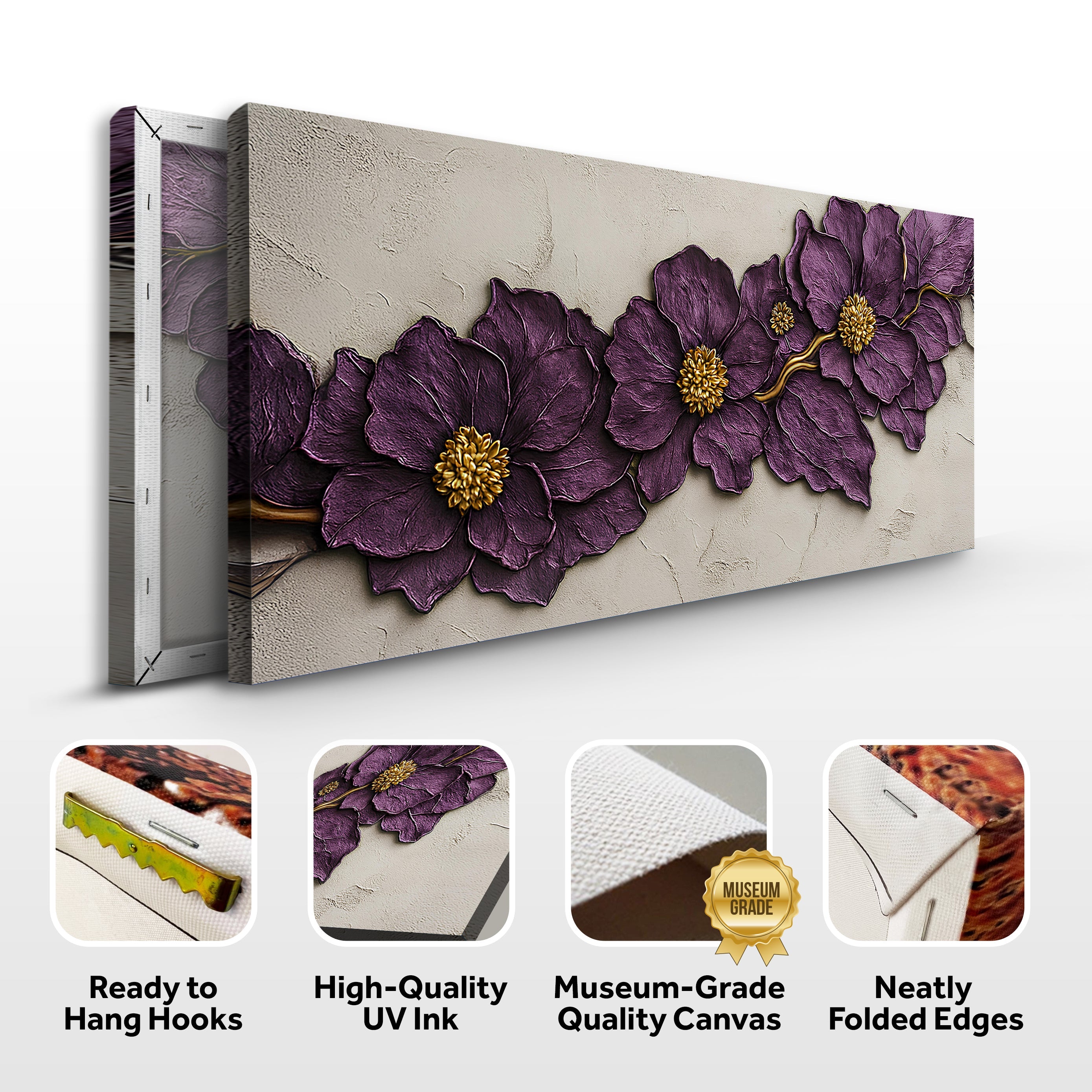 Purple Flower Plaster Wall Art
